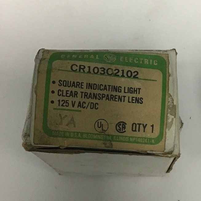 GE CR103C2102 SQUARE INDICATING LIGHT CLEAR LENS 125VAC/DC