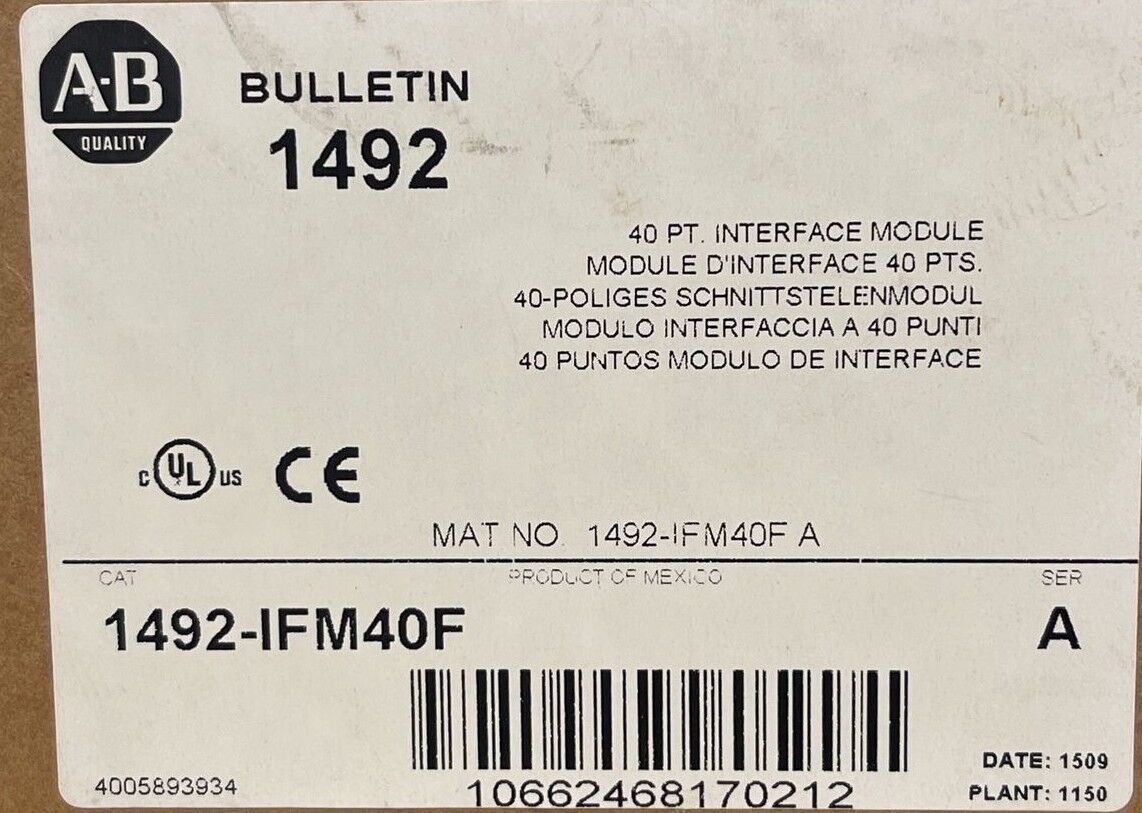 ALLEN BRADLEY 1492-IFM40F 40PT INTERFACE MODULE SER A