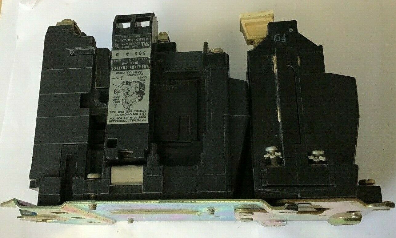 ALLEN BRADLEY 509-B0D SIZE 1 STARTER 600VAC 27AMP 10HP W26 HEATERS 120V COIL