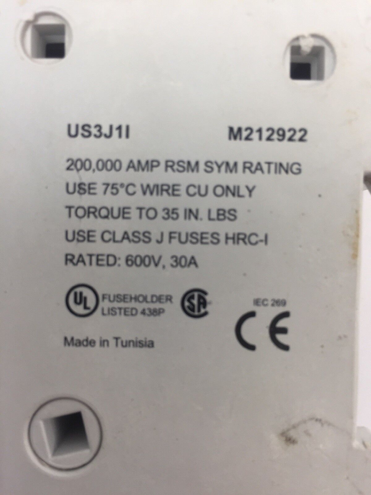 FERRAZ SHAWMUT US3J1I ULTRASAFE FUSE HOLDER 600V 30A