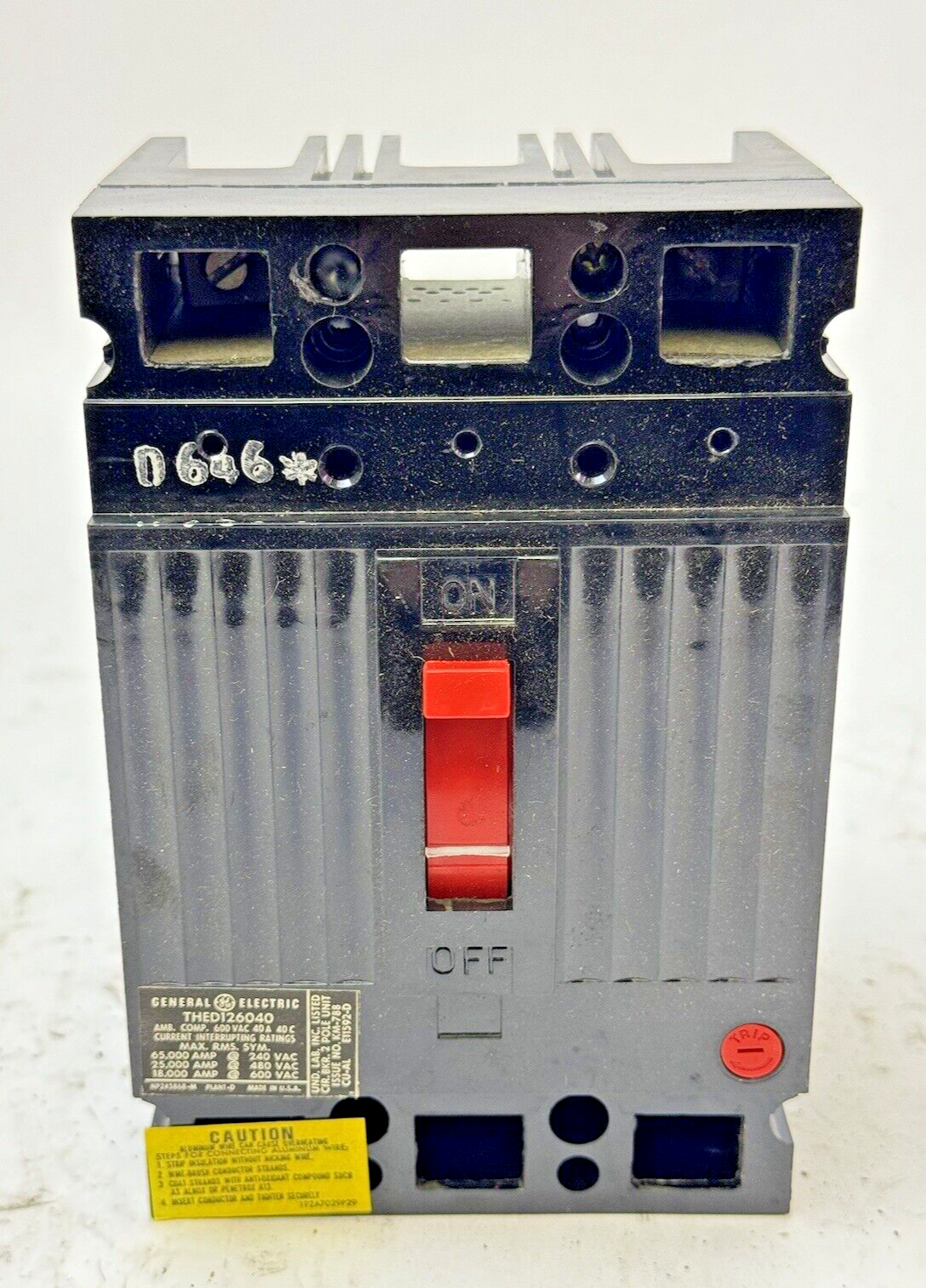 GE - THED12604WL - CIRCUIT BREAKER - 2 POLE, 600 VAC, 40 A - NEW