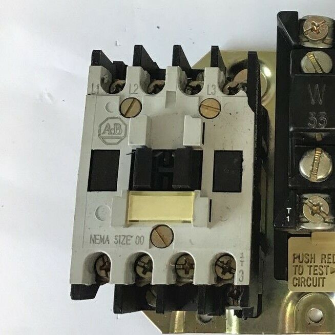 ALLEN BRADLEY 509-TOD FULL VOLTAGE STARTER SER.B 3PH 9A 600VAC 2HP