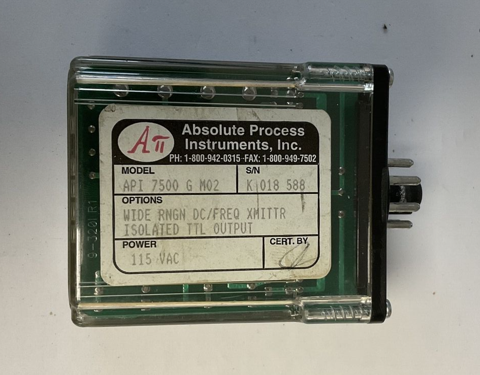 ABSOLUTE PROCESS INSTRUMENTS API 7500 RELAY G M02 115VAC OUTPUT LOOP TRACKER