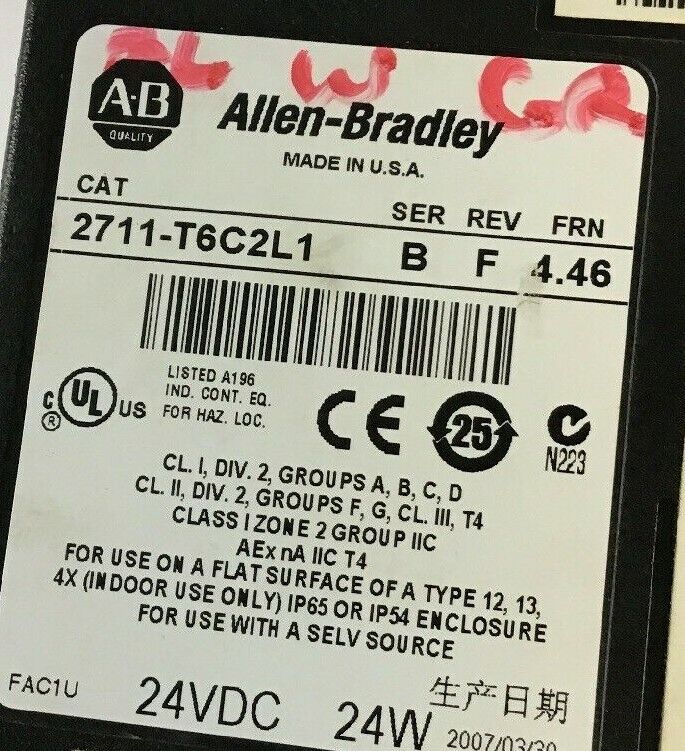 ALLEN BRADLEY 2711-T6C2L1 PANELVIEW600 TOUCH SCREEN***PARTS ONLY***