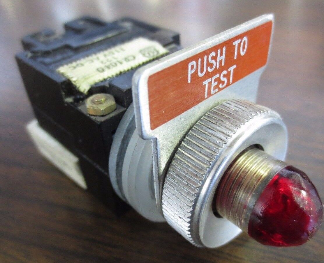 GENERAL ELECTRIC CR104D PUSH-TO-TEST BUTTON / LIGHT - RED - 115VAC/DC