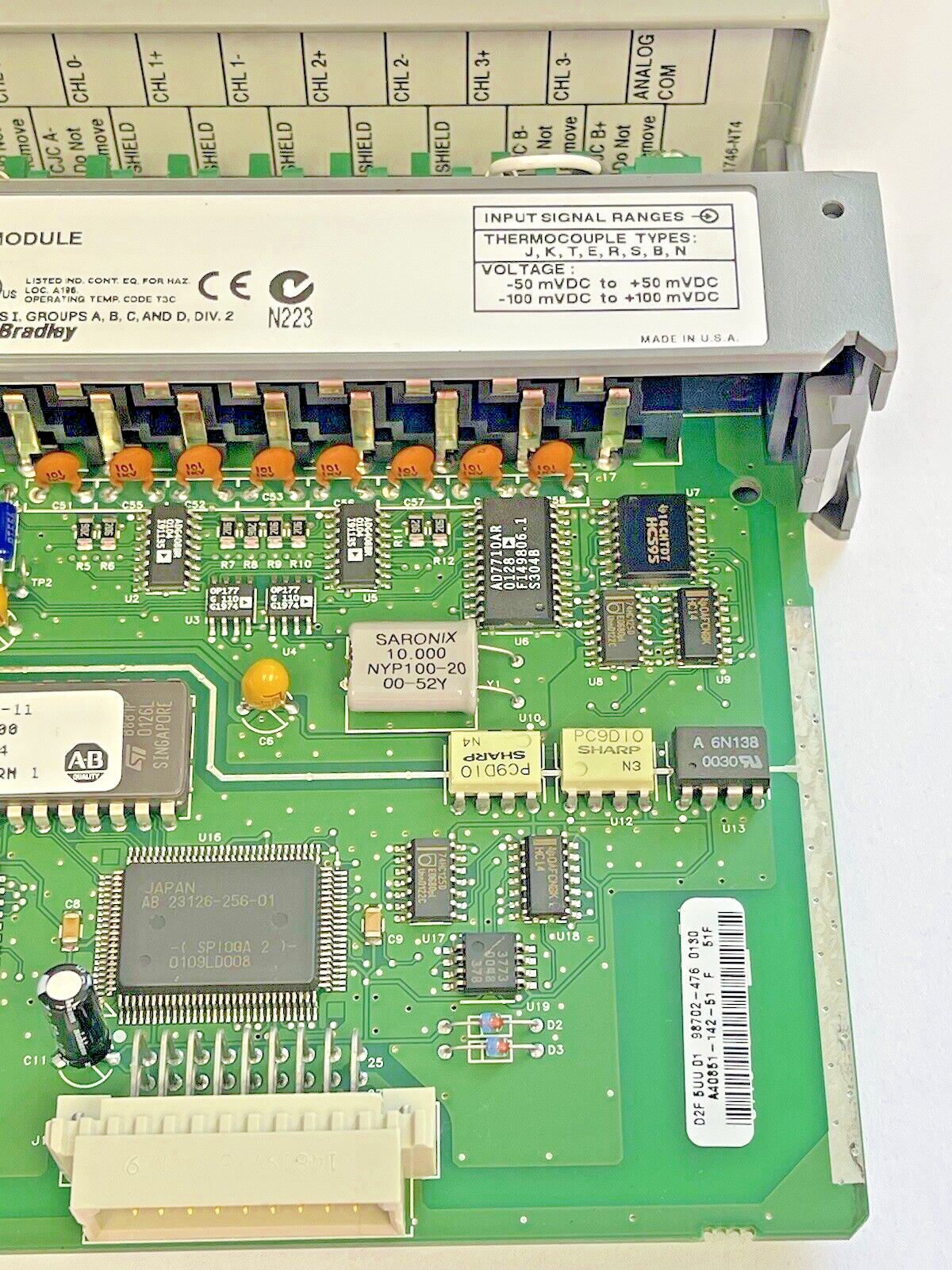 ALLEN BRADLEY - 1746-NT4 SER. B FRN. 1 - SLC 500 THERMOCOUPLE/ mV INPUT MODULE
