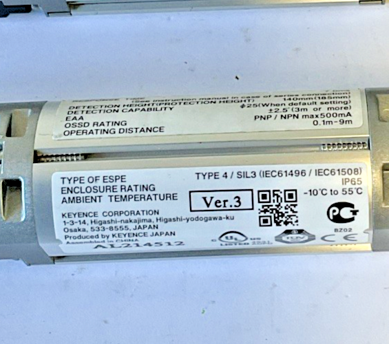 KEYENCE SL-V0H-T / SL-V08H-R TRANSMITTER AND RECIEVER 24VDC