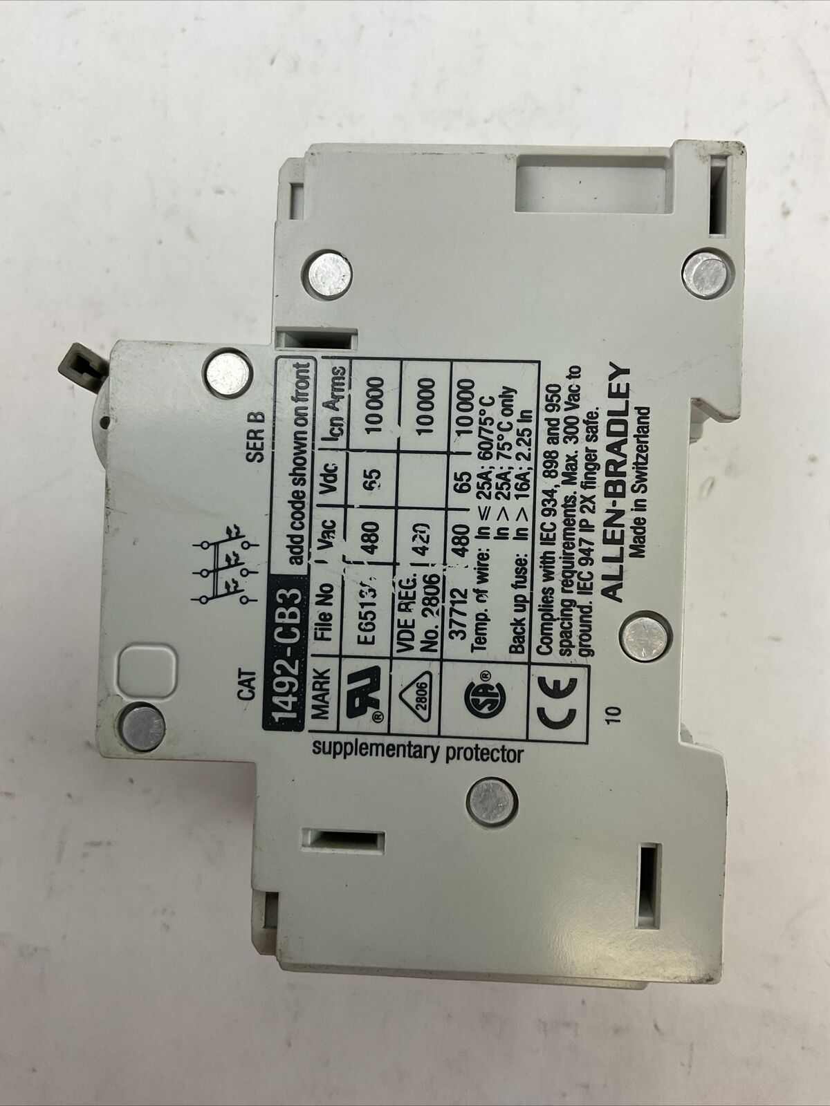ALLEN BRADLEY 1492-CB3G150 MANUAL MOTOR CONTROLLER 15A SER B