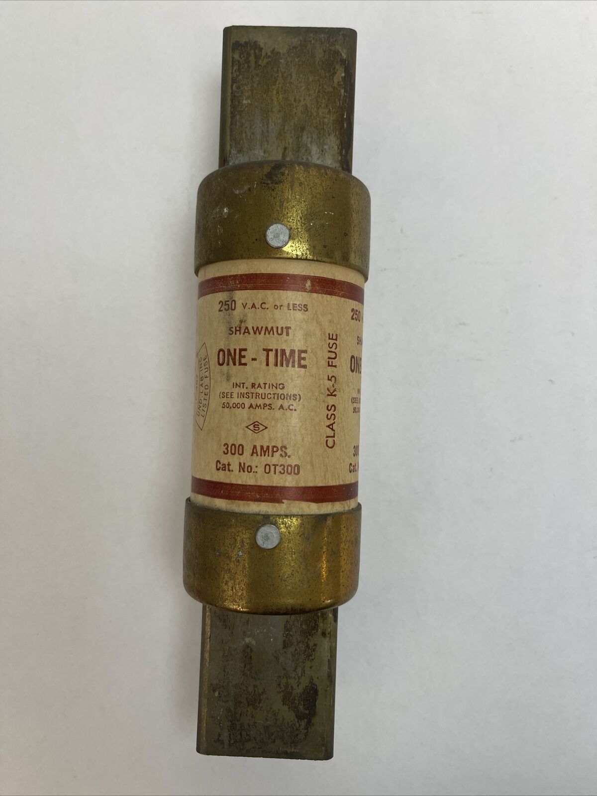 SHAWMUT OT300 ONE-TIME CLASS K-5 FUSE 300AMP 250VAC