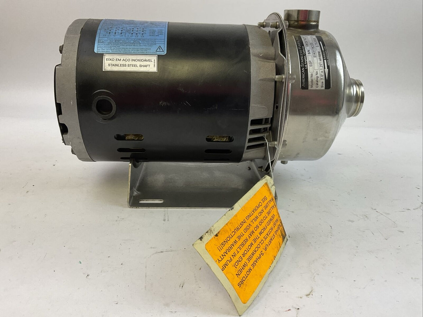 AMERICAN STAINLESS PUMPS INC SSP S143178CD3 SIZE 1.0" X 1.25" HP/RPM 0.75/3500