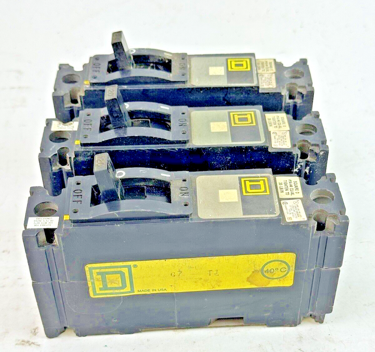 SQUARE D **LOT OF 3** FAL14020 - CIRCUIT BREAKERS - 1 POLE/ 20A/ 120 VAC 120 VDC