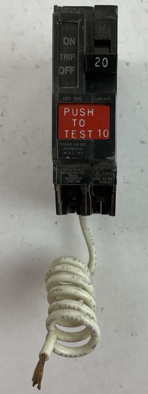 GE THQL1120GF GROUND FAULT CIRCUIT BREAKER 20AMP 120VAC 1POLE