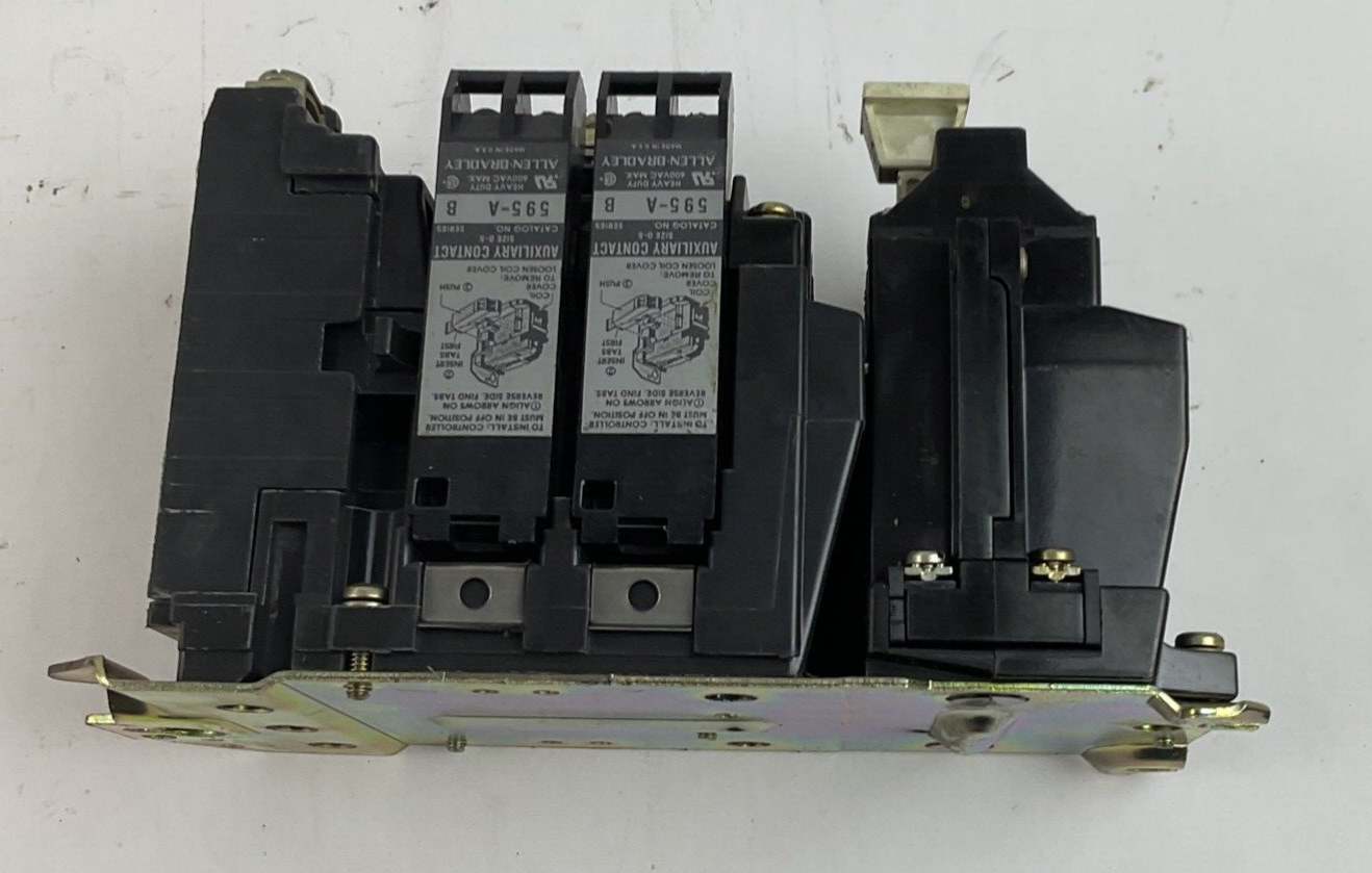 ALLEN BRADLEY 509-A0D STARTER SER.B W/CB236 COIL & AUX. CONTACT 595-A(2)