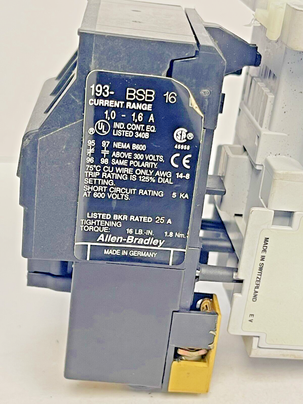 ALLEN BRADLEY - 700-CF400* SER. A CONTACTOR & 193-BSB 16 SER. B RELAY 120 V COIL
