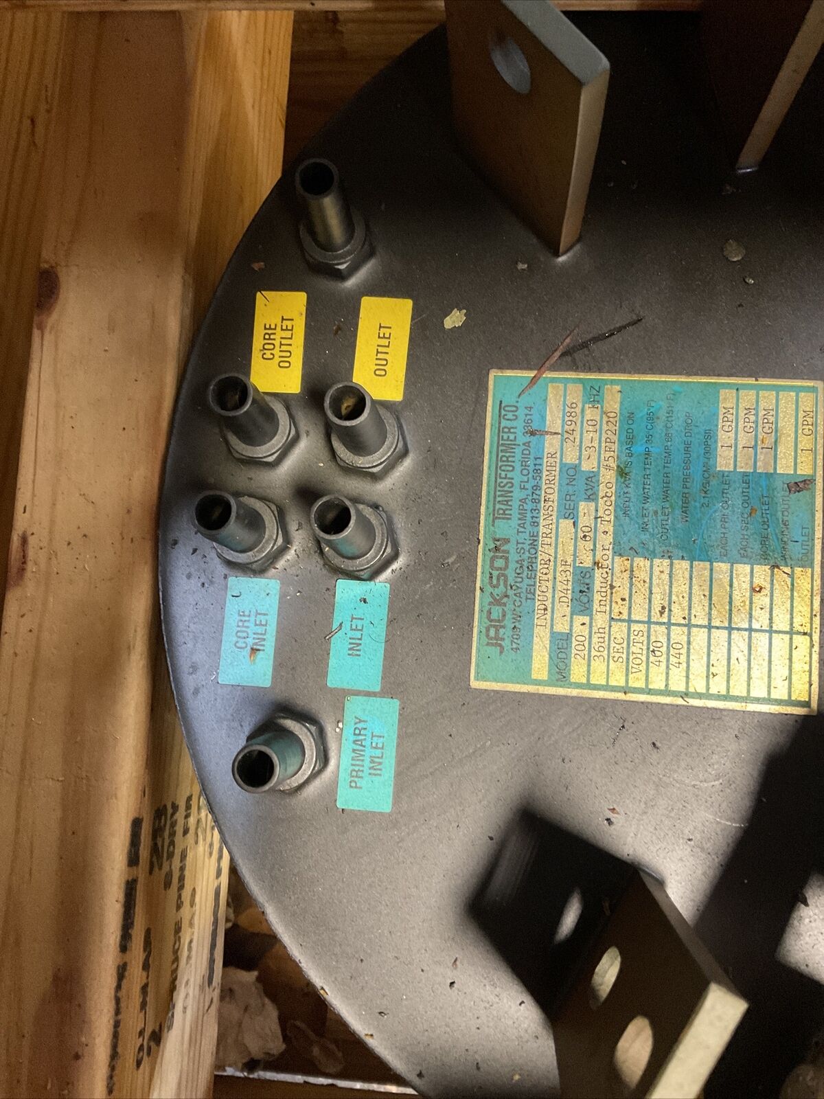 JACKSON TRANSFORMER D443F INDUCTOR / TRANSFORMER 60KVA 3-10HZ 200 VOLTS