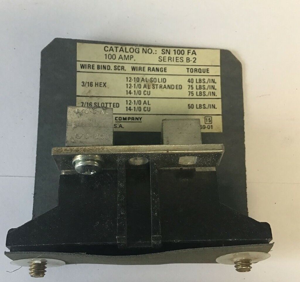 SQUARE D SN100FA,SER.B2 NEUTRAL ASSEMBLY 100A 277/480VAC 125/250VDC***LOTOF2**