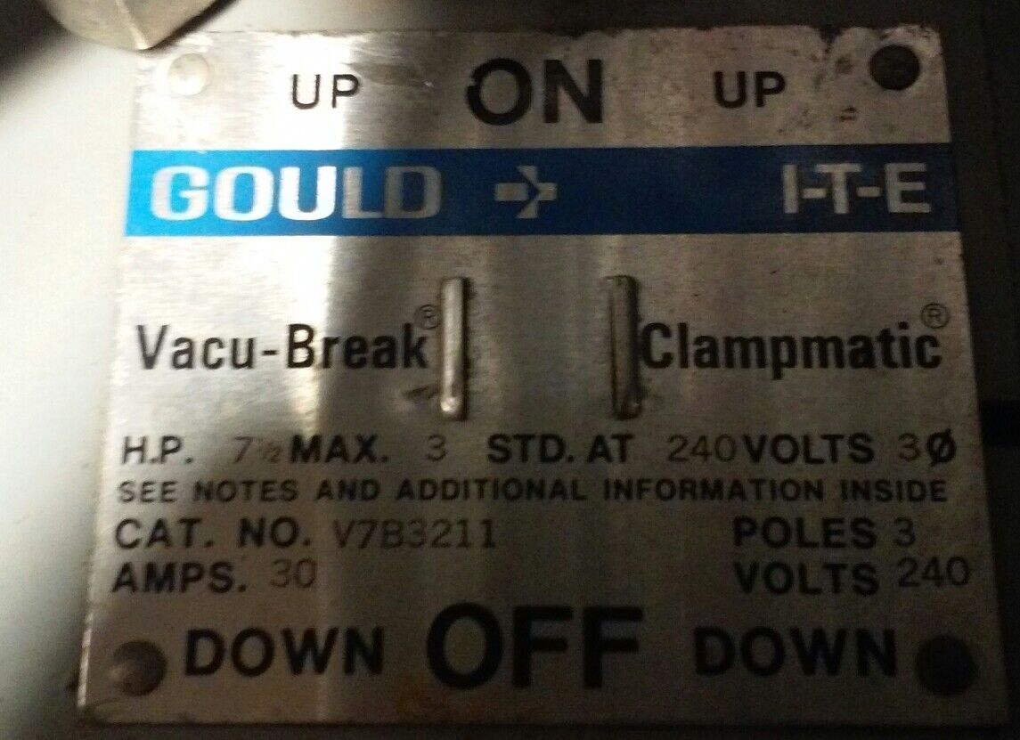 Gould I-T-E V7B3211 PANELBOARD SWITCH - 240V, 30A, 3-POLE