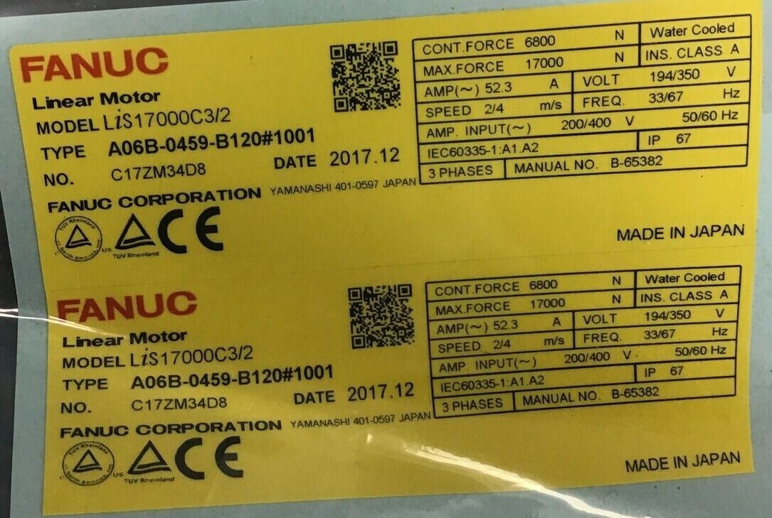 FANUC LINEAR MOTOR LIS A06B-0459-B120#1001 SLIDER