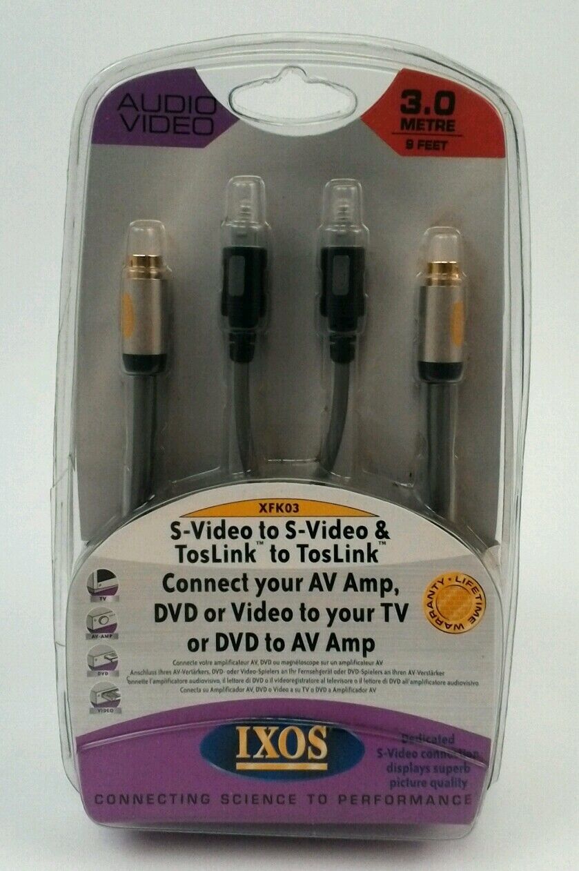 IXOS XFK03 S-VIDEO TO S-VIDEO & TOSLINK TO TOSLINK 3.0 METRE(9FEET)