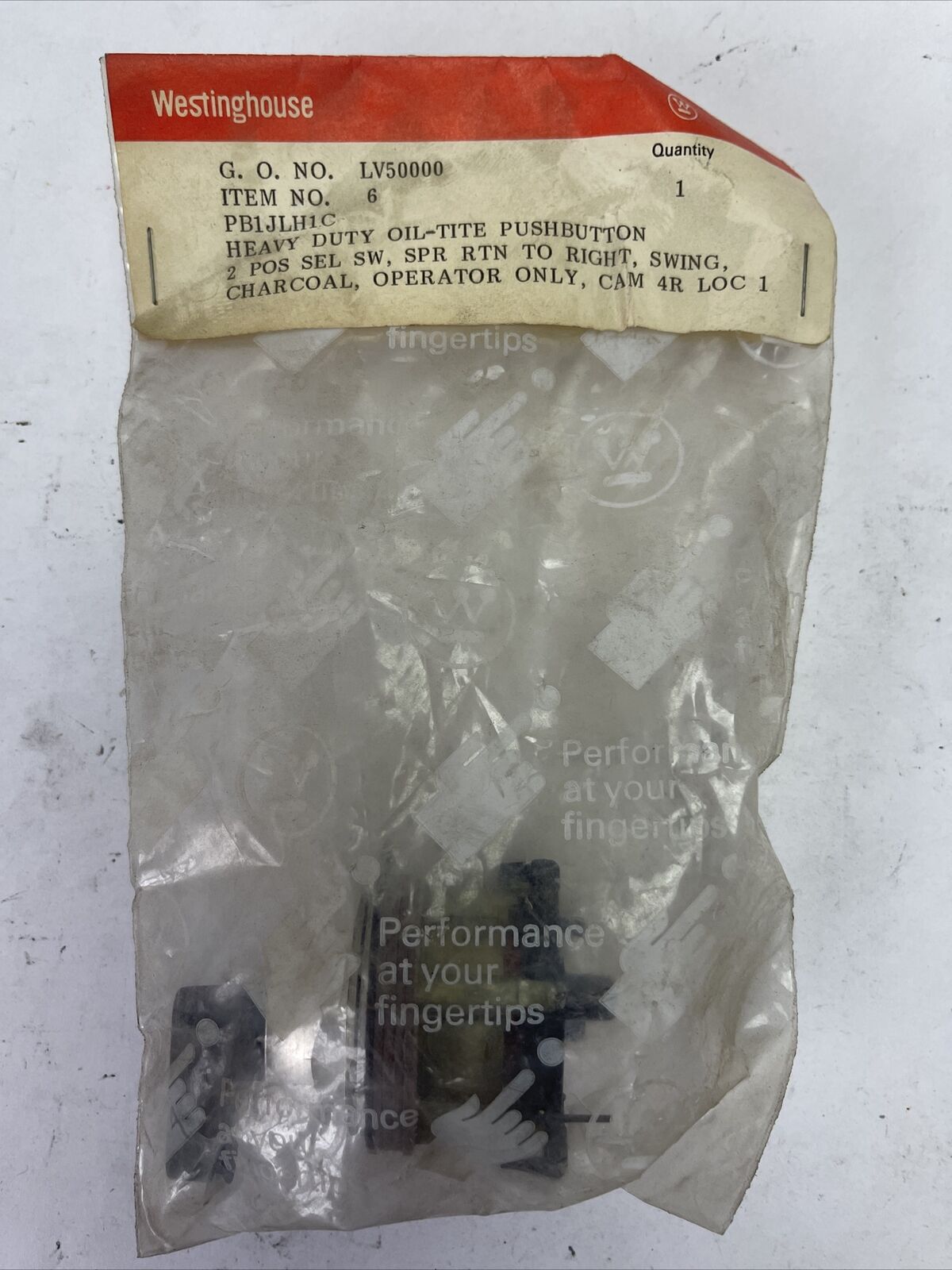 WESTINGHOUSE PB1JLH1C HEAVY DUTY OIL-TITE PUSHBUTTON 2 POSITION SELECTOR SWITCH