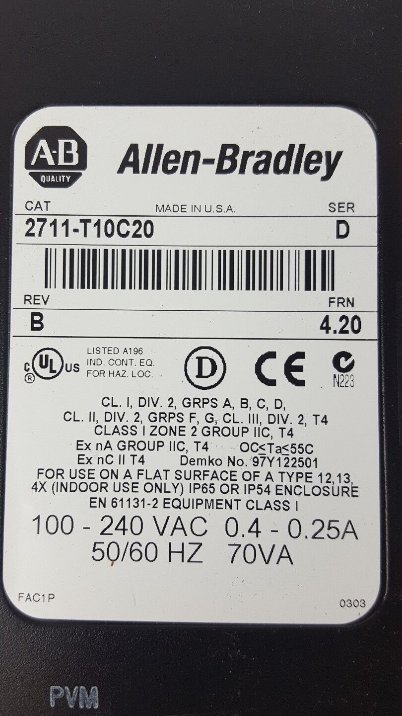 ALLEN BRADLEY PANELVIEW 1000 AB touch screen 2711-T10C20