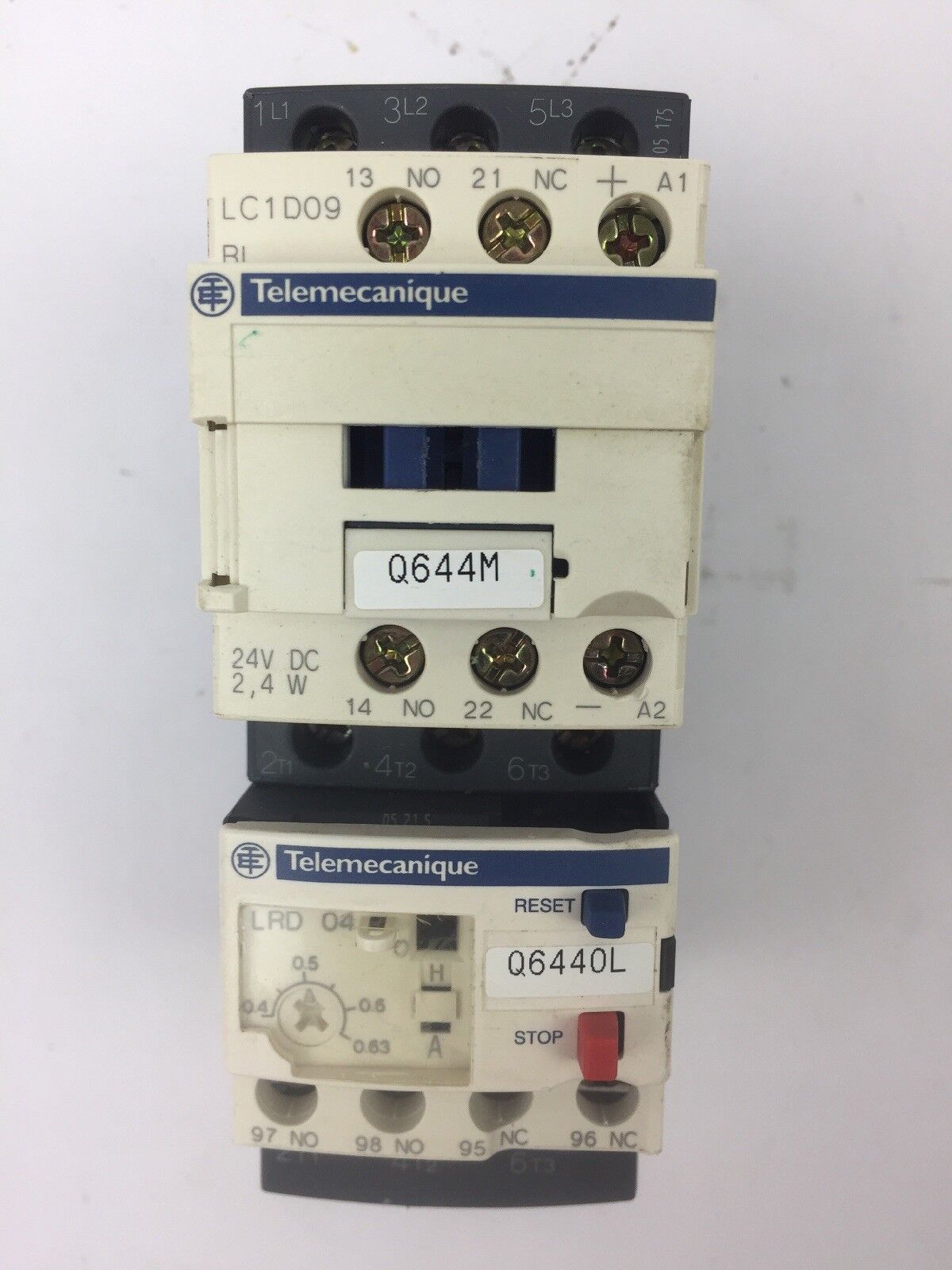 TELEMECANIQUE LC1D09BL CONTACTOR LRD04 OVERLOAD RELAY LAD4TBDL 24V