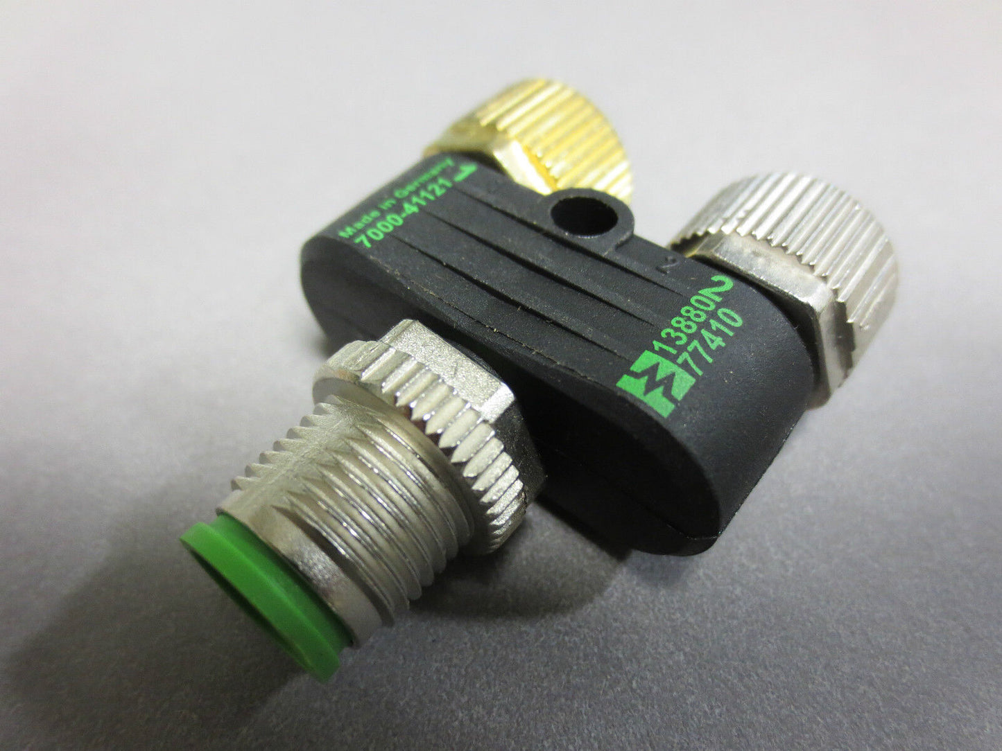 MURR 7000-41121-0000000 T-COUPLER M12 (1) MALE 5-POLE (2) M12 FEMALE 4-POLE N.O.