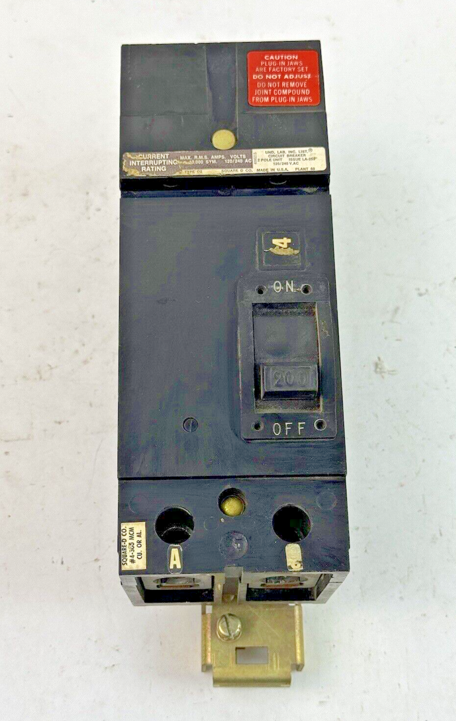 SQUARE D - Q221200AC - MOLDED CASE CIRCUIT BREAKER - 2 POLE/ 200 A/ 240 VAC
