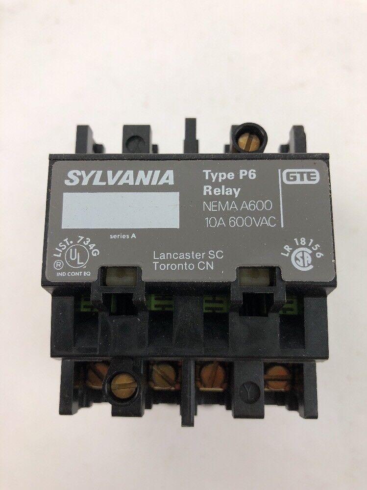 Sylvania P6-40-76 P6 Control Relay 4 N.O. Poles 120 V 60 HZ Series A NAED 48015