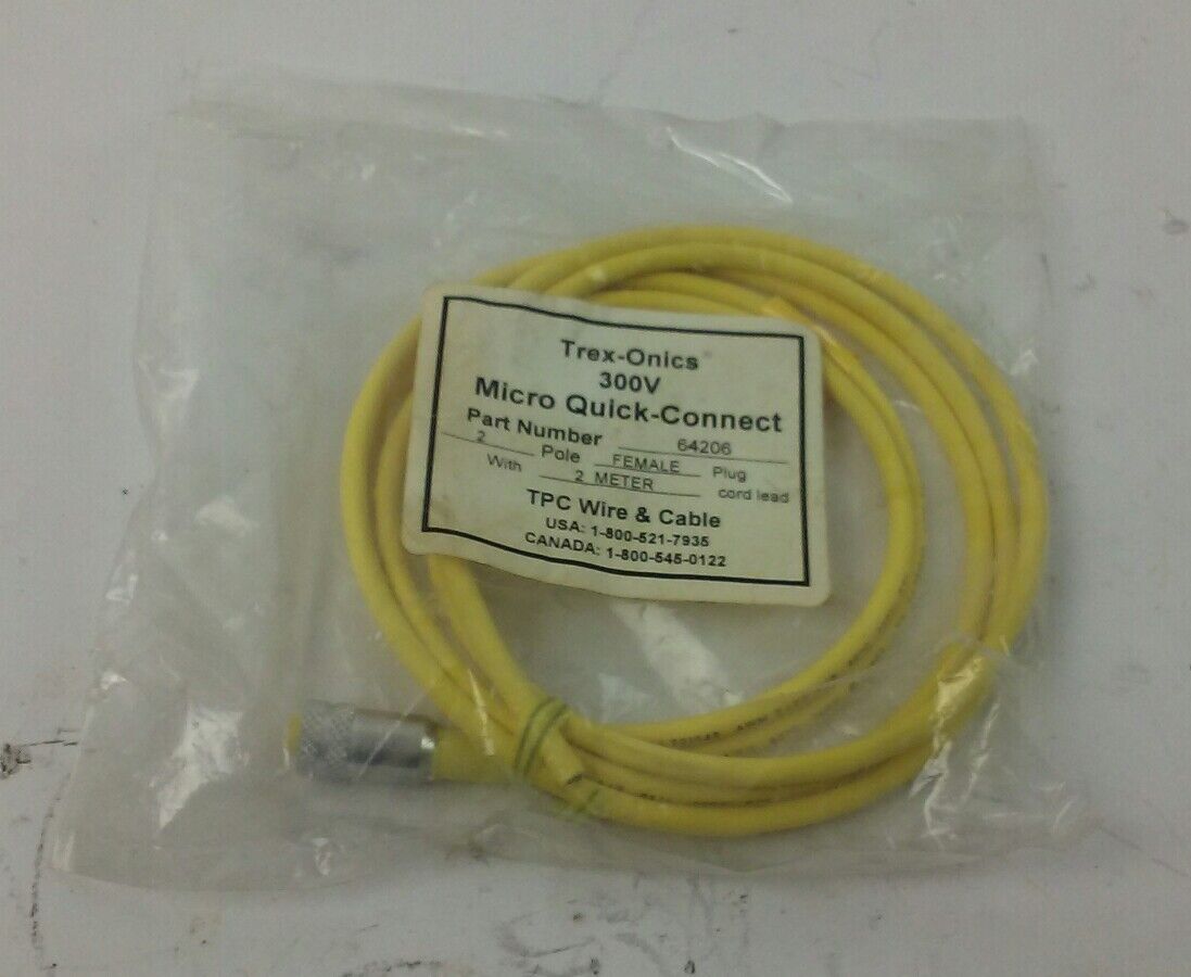 TREX-ONICS MICRO QUICK CONNECT CABLE 64206 2 POLE FEMALE W/ 2 METER **NEW**