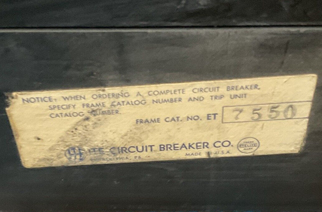 ITE C7550 CIRCUIT BREAKER 3POLE FRAME CK TYPE ET 600VAC W/ ATI-CJ12 FUSES