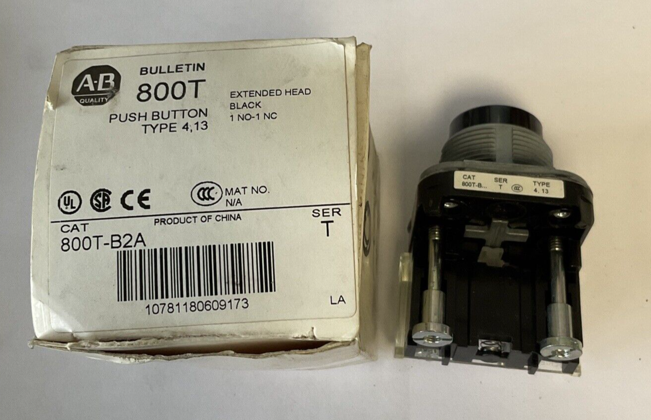 ALLEN BRADLEY 800T-B2A SER.T PUSH BUTTON EXTENDED HEAD BLACK