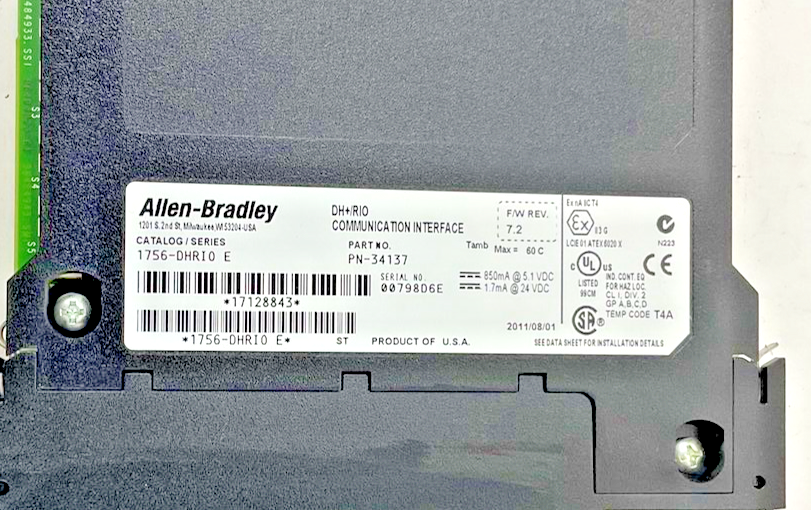 ALLEN BRADLEY 1756-DHRIO SER.E COMMUNICATION INTERFACE FWREV.7.2 24VDC