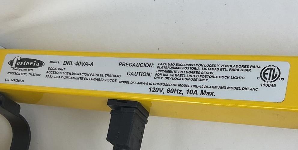FOSTORIA DKL-40VA-A LOADING DOCK LIGHT DKL-INC 120VAC WORK/DOCK LIGHT 40"