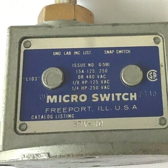 MICRO SWITCH BZV-RQ 250VAC 15A "L103" LIMIT SWITCH