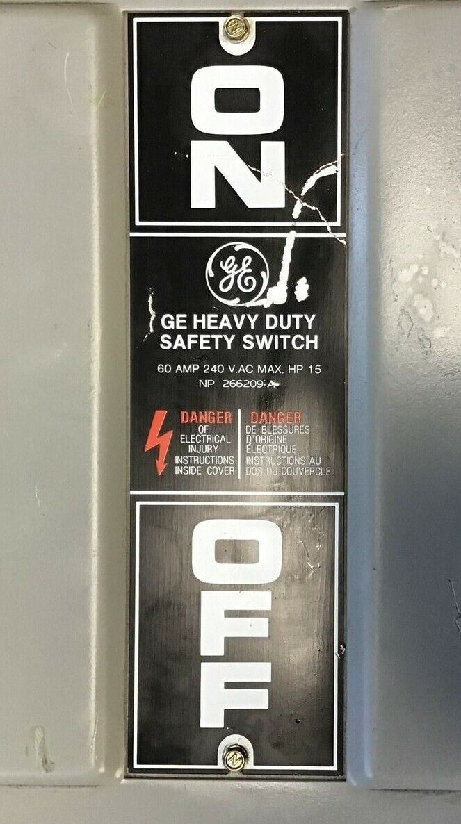 GENERAL ELECTRIC TH3222R SAFETY SWITCH MODEL7 240VAC/250VDC TYPE3R 60A