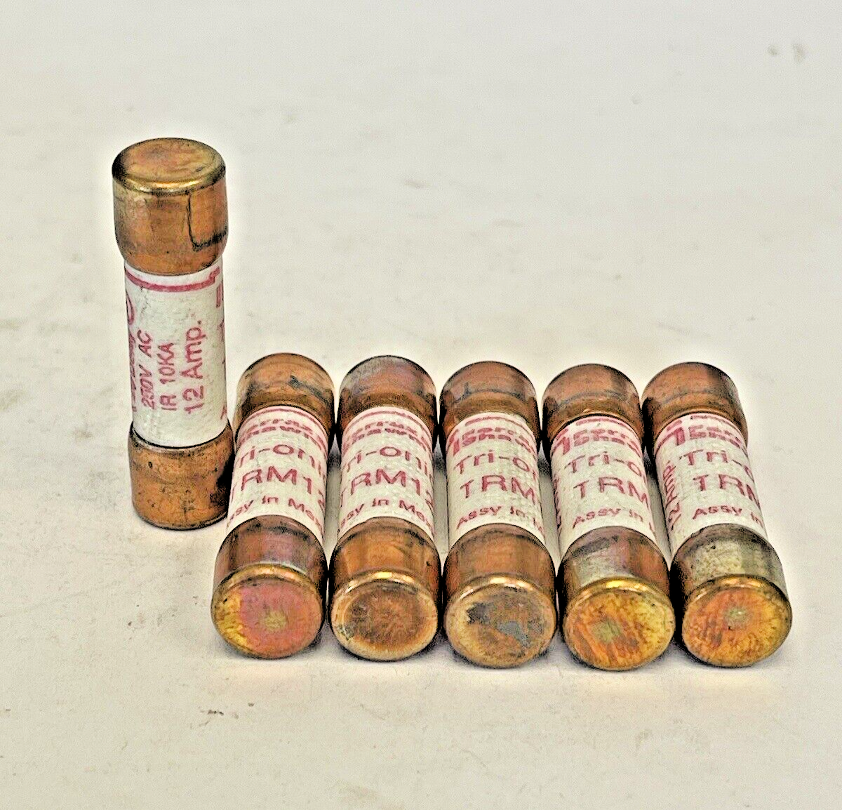 FERRAZ SHAWMUT *LOT OF 6* - TRM12 - 12 AMP, 250 VAC, TIME-DELAY, TRI-ONIC FUSES