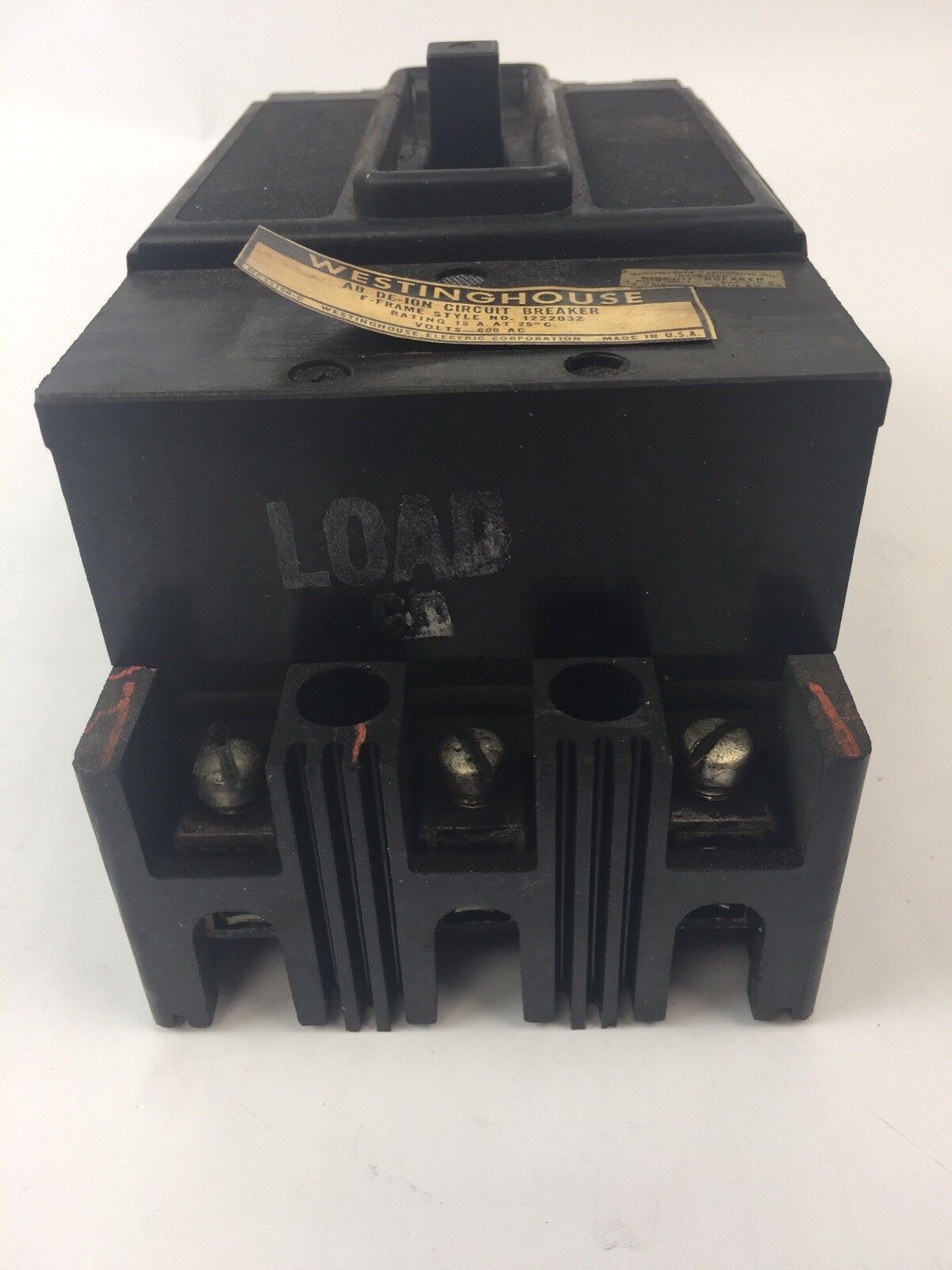 WESTINGHOUSE 1222032 AB DE-ION CIRCUIT BREAKER 15A 600VAC 3 POLE