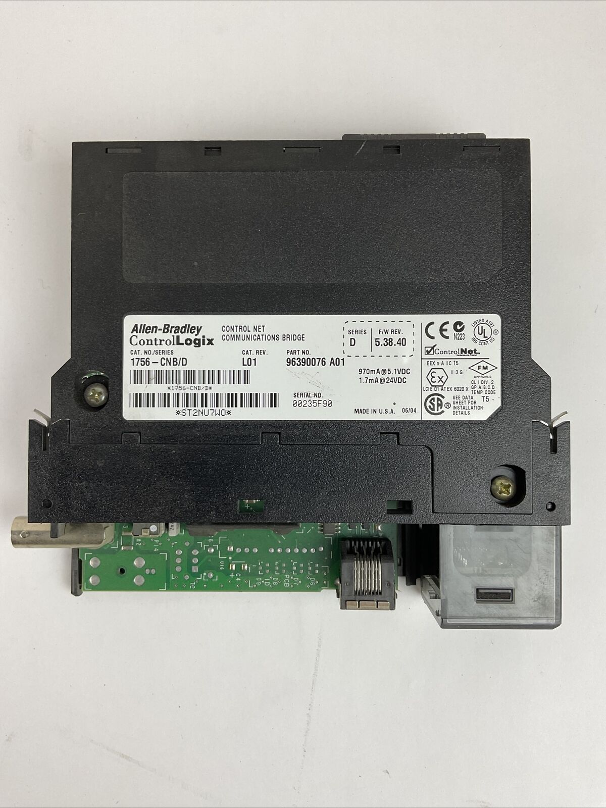 ALLEN BRADLEY 1756-CNB/D SERIES D CAT REV L01 F/W 5.38.40 COMMUNICATION BRIDGE