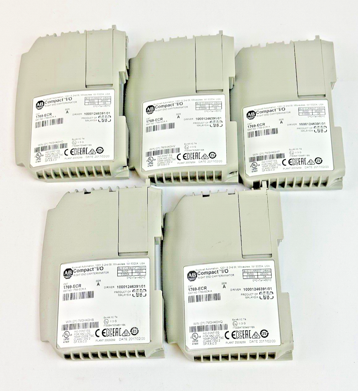 ALLEN-BRADLEY *LOT OF 5* - 1769-ECR SER. A F/W REV. N/A - COMPACT I/O RIGHT END