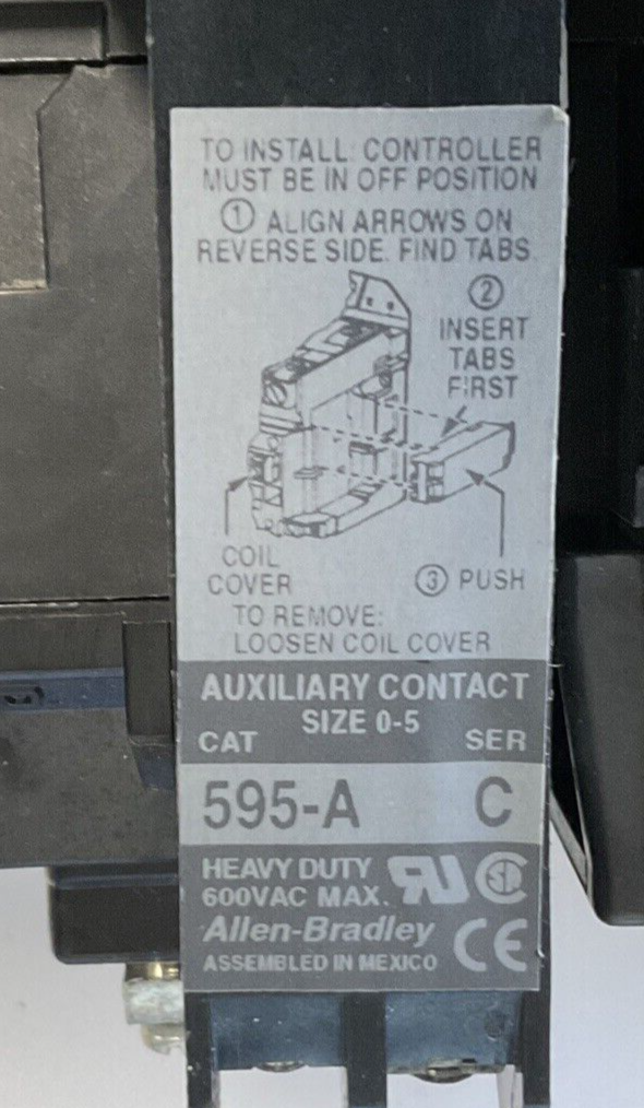ALLEN BRADLEY 500-COD930 CONTRACTOR NEMA SIZE 2 SER.B 600VAC 25HP 45A