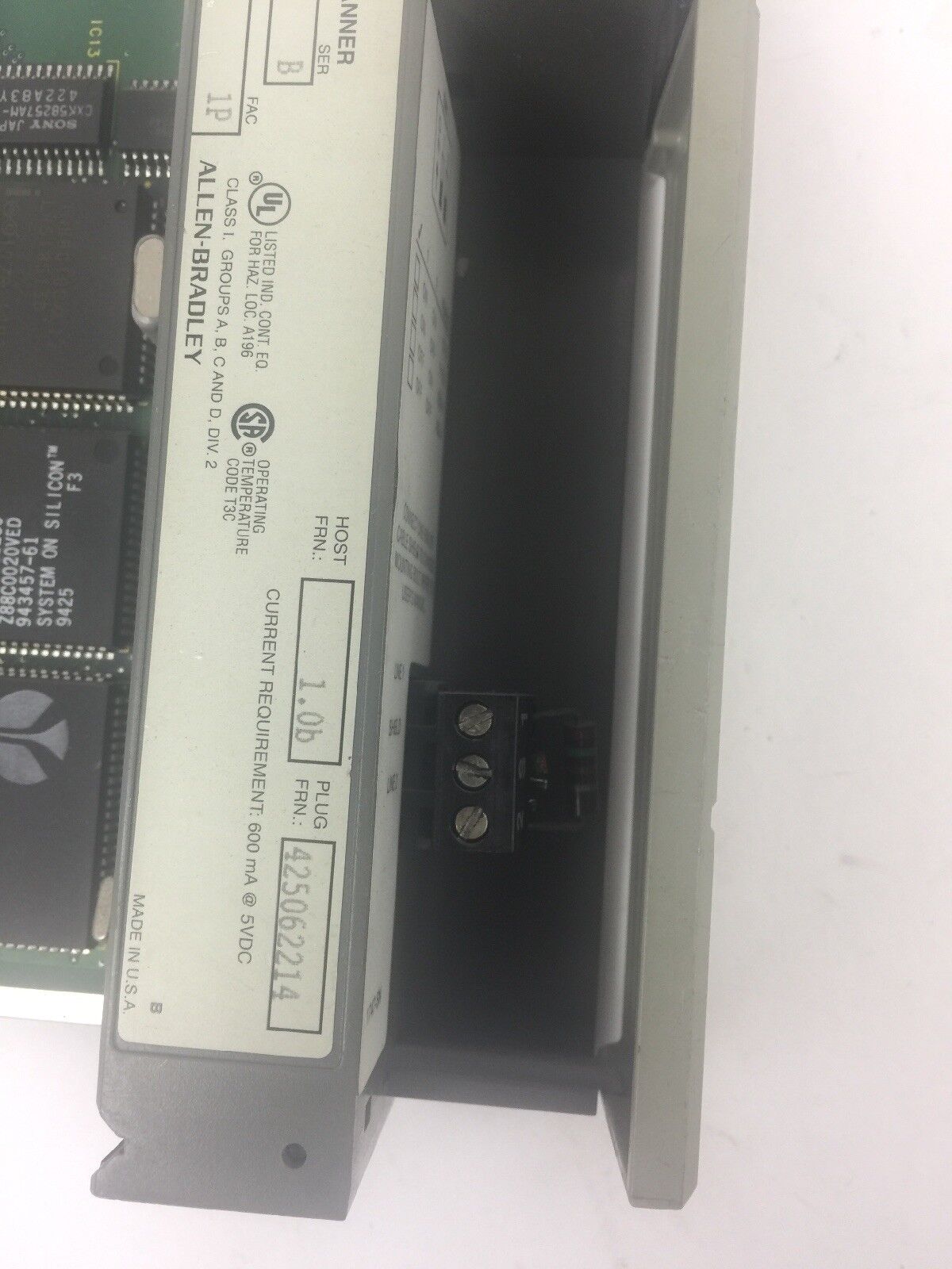 ALLEN BRADLEY 1747-SN REMOTE I/O SCANNER MODULE SER B