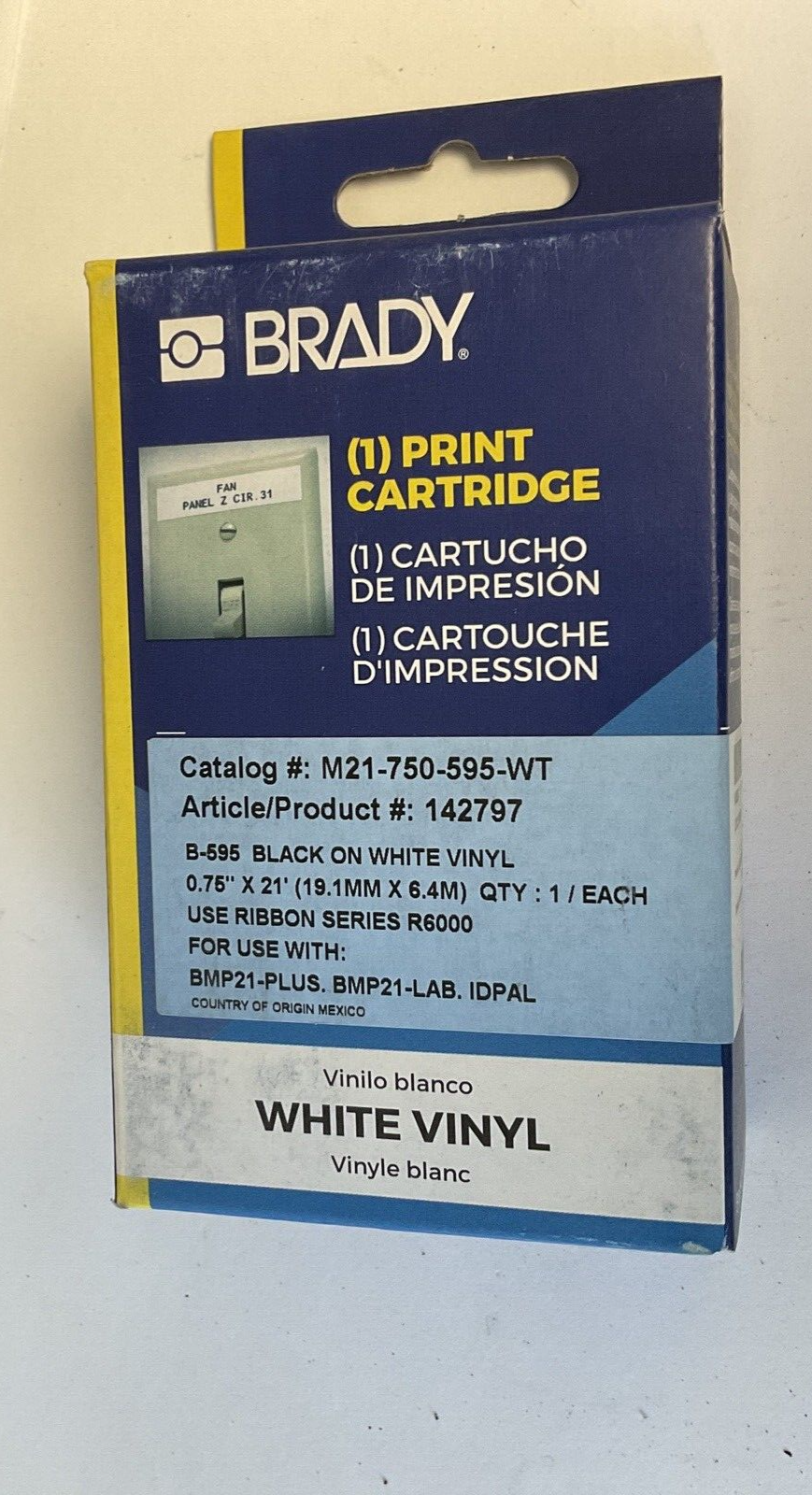 BRADY M21-750-595-WT PRINT CARTRIDGE WHITE VINYL