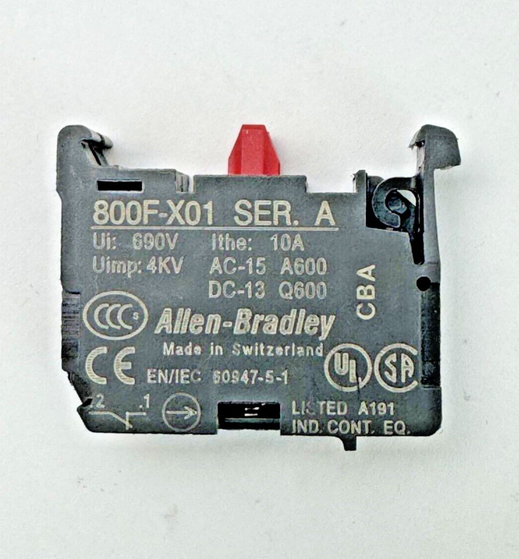 ALLEN-BRADLEY - 800F-N3R SER. B - RED PUSH BUTTON W/ 800F-X10 / A & 800F-X01 / A