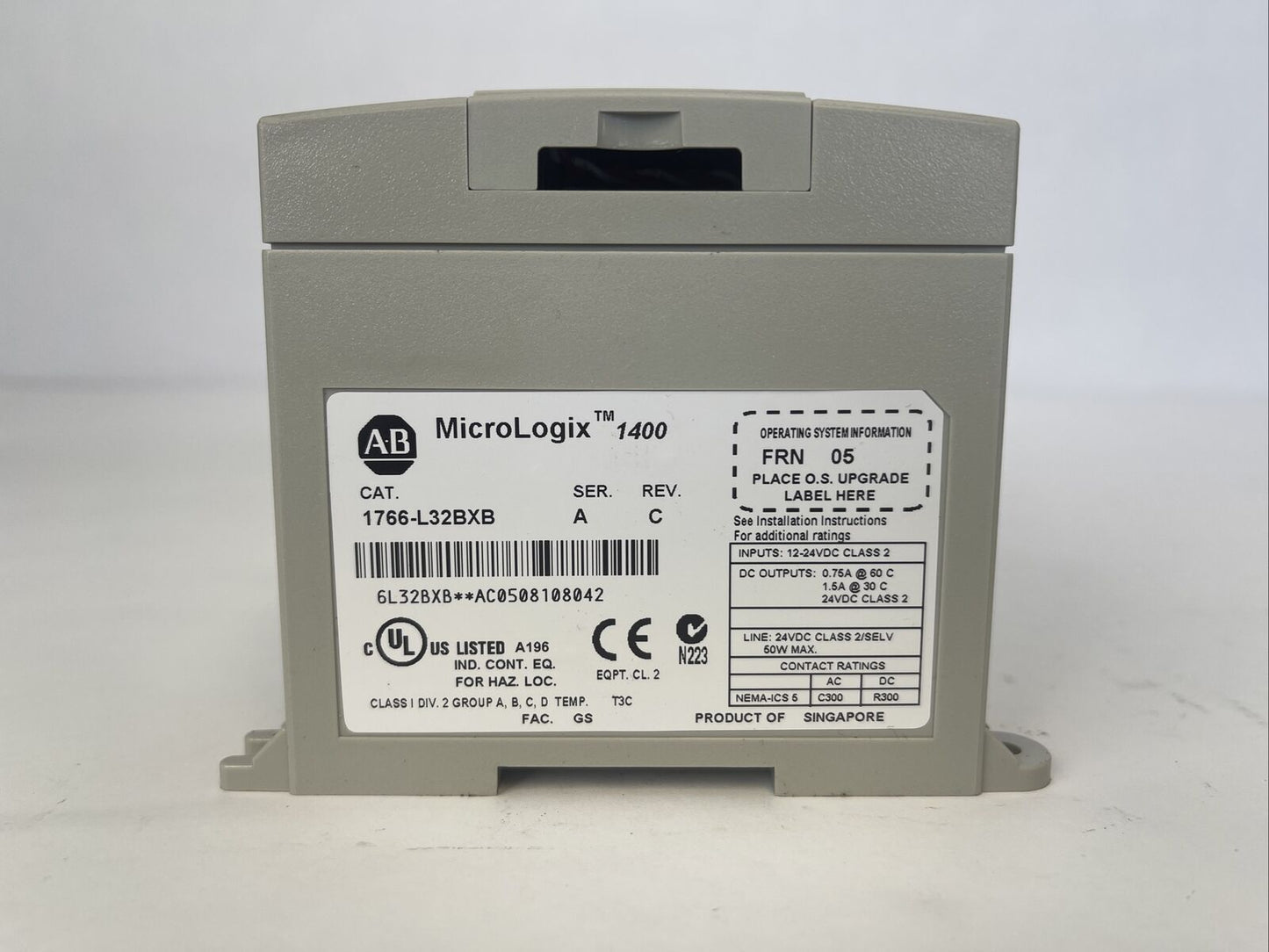 ALLEN BRADLEY 1766-L32BXA MICROLOGIX 1400 CONTROLLER SER A REV C FRN 05 24VDC