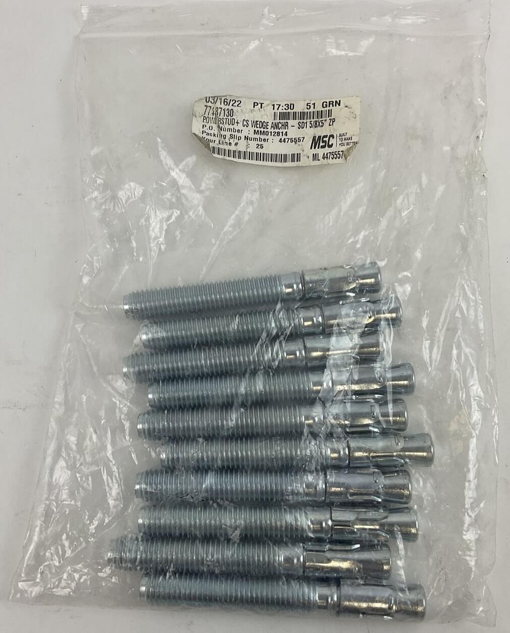 MSC 77487130 POWERSTUD WEDGE ANCHOR 5/8 X 5" ***LOTOF10***
