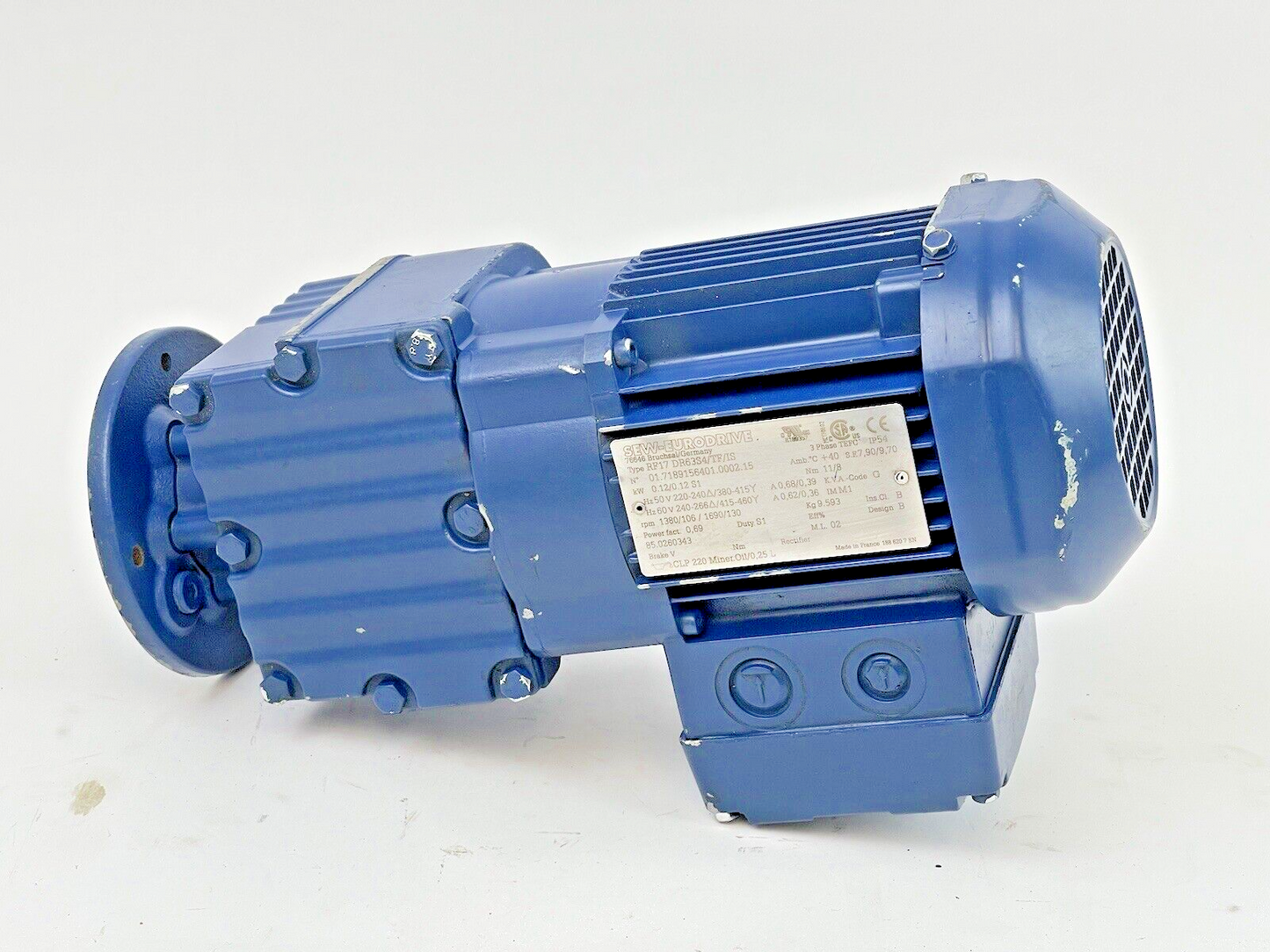 SEW-EURODRIVE - RF17 DR63S4/TF/IS - GEAR MOTOR - 3 PHASE, 1690 RPM, 240 V