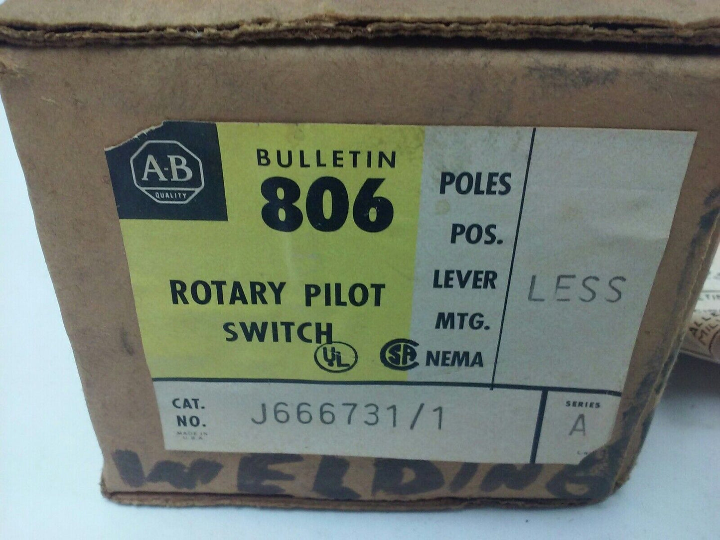 ALLEN BRADLEY BULLENTIN 806 J666731-1 SER. A, ROTARY PILOT SWITCH, 6 CIRCUITS