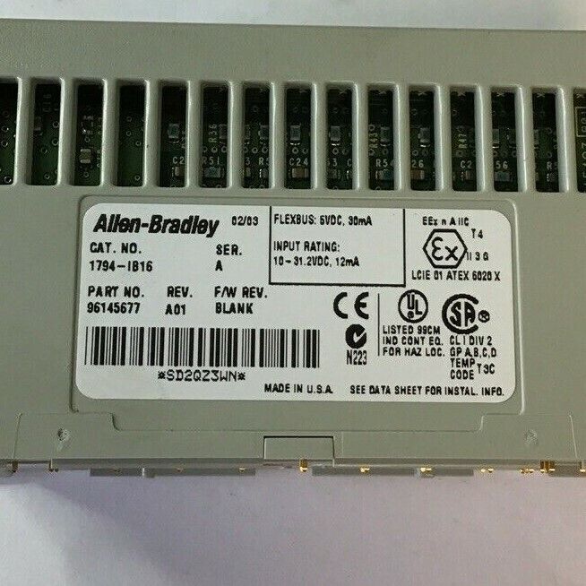 ALLEN BRADLEY FLEX I/O 1794-IB16 24 VDC SINK INPUT W/ 1794-TB3S TERMINAL BASE