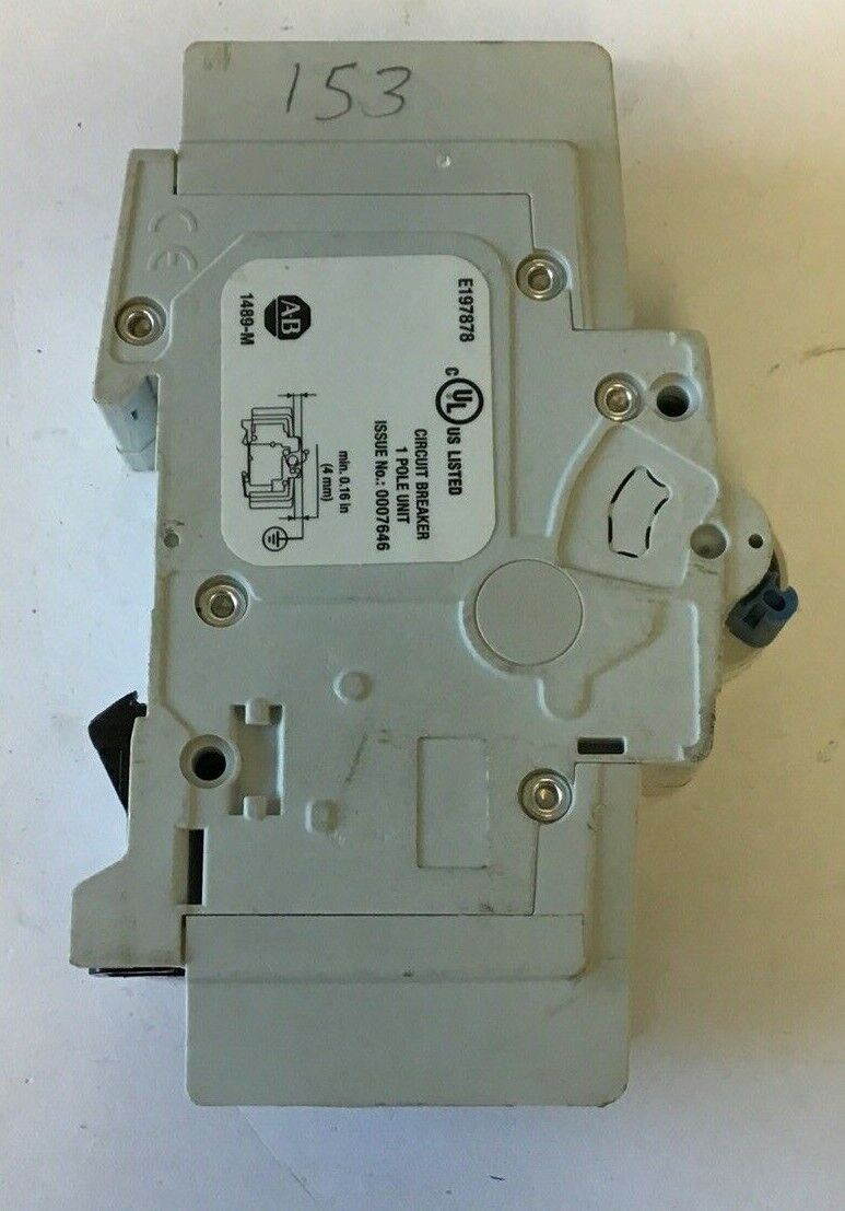 ALLEN BRADLEY 1489-M C 7A 1POLE CIRCUIT BREAKER W/ 1489-ABRA3 AUX. CURCUIT